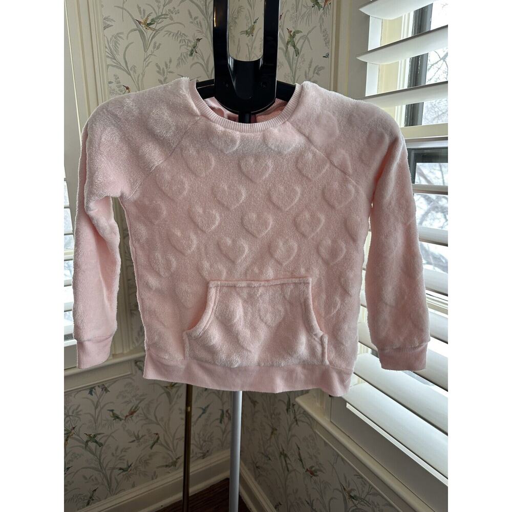 BCBG Girls Sleep Pajama Sweater Set Pink Hearts Small 7/8